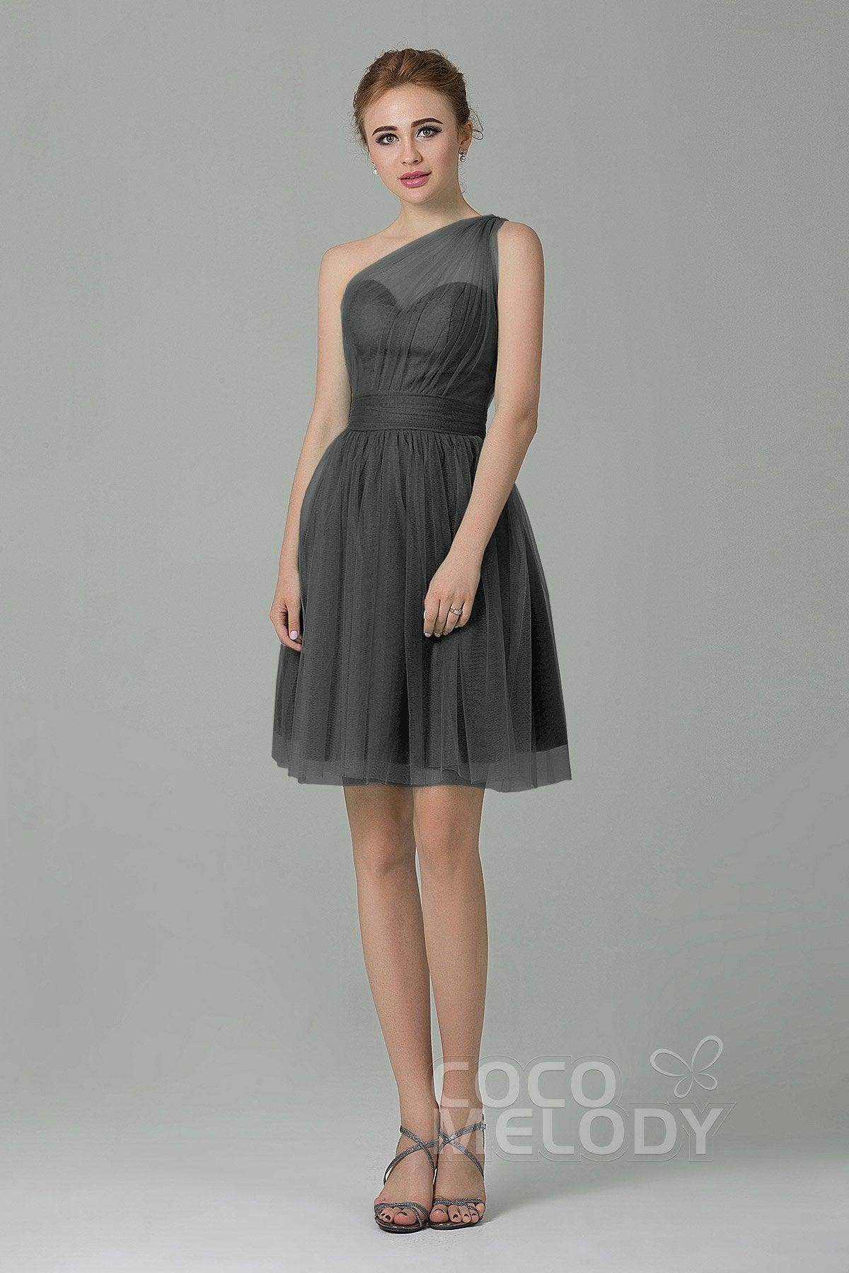 A-Line Short-Mini Tulle Bridesmaid Dress LOZM1503F - COCOMELODY